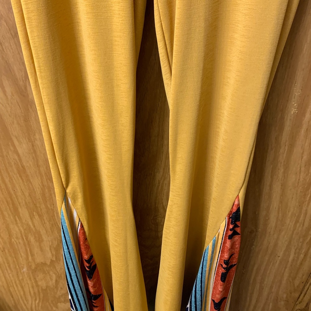 L&B Medium yellow aztec flare leg pants - Picture 5 of 8